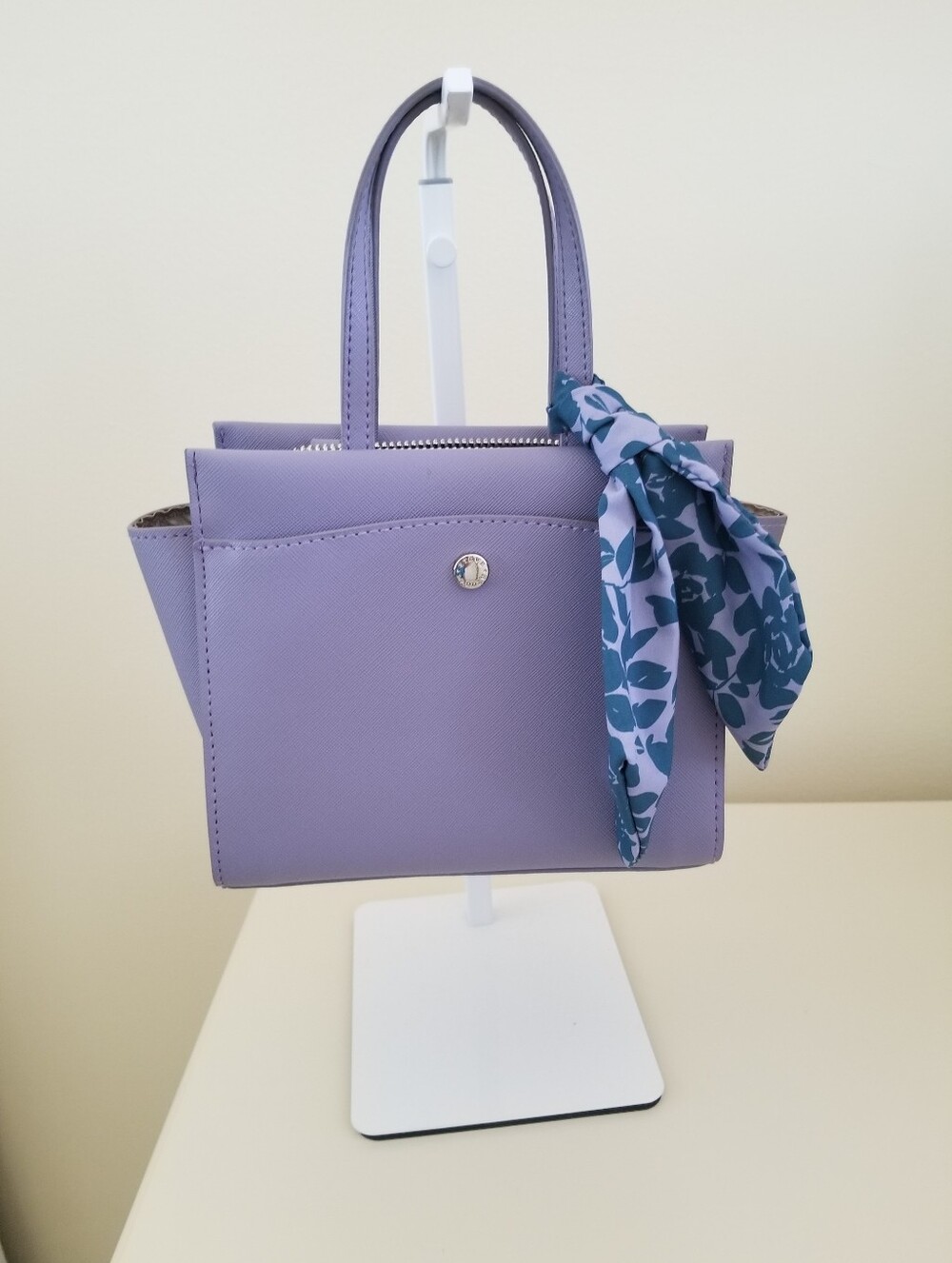 Steve Madden Lavender Structured Mini Bag with Floral Scarf